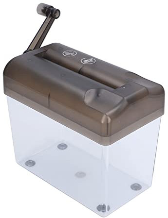 Tragbarer Mini-Aktenvernichter mit Handkurbel, Kompakter Aktenvernichter für Büro und Zuhause, Desktop, Transparentes Design (Grau)