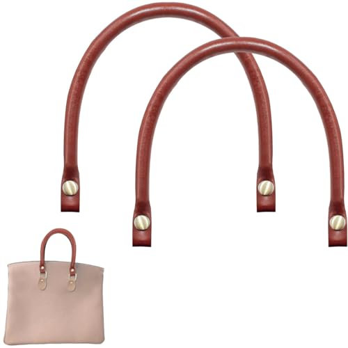AFCJLTO 2pcs Leder Taschengriffe stabile PU-Leder Ersatzgriffe mit 2 Druckknöpfen für Heimwerker Handtaschen-Riemen, 40cm(braun)