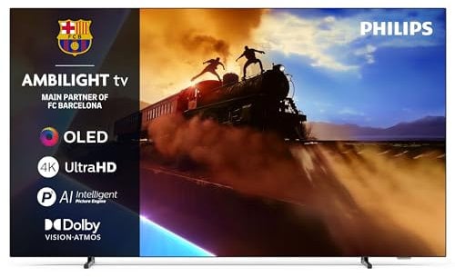 PHILIPS Ambilight 55OLED760 4K OLED Smart TV - 55 Inch Display with P5 AI Perfect Picture Engine, Ultra HD, Titan OS, Dolby Vision and Atmos Sound, Works with Alexa and Google Voice Assistant