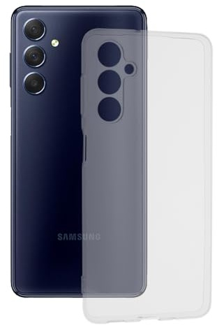 Techsuit für Samsung Galaxy M54 Hülle mit Soft Touch, Vergilbungsfrei, Kabelloses Laden Kompatibel, Erhöhte Kanten, Kameraschutz, Leicht, Flexibel, Clear Silicone Series, Transparent