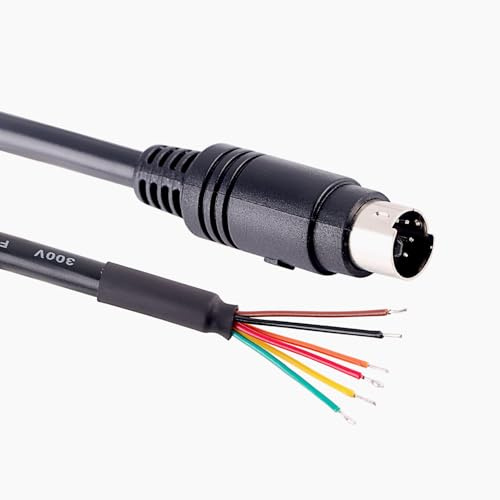 Mendouconert Mini DIN 6-poliger Stecker auf Drahtende Adapterkabel, 1,8 m, USB Serielle Konsole, Schwarz (1,8 m)