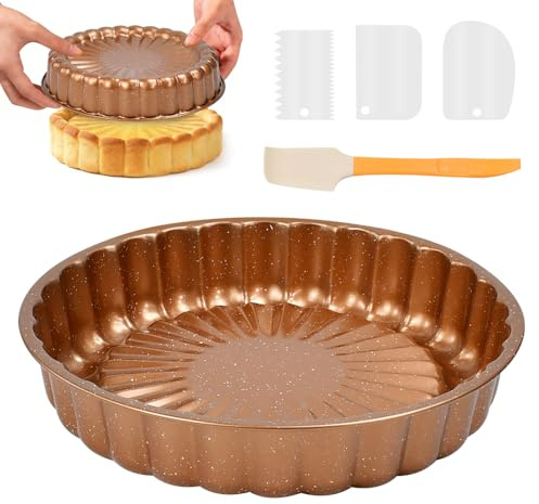 Charlotte Kuchenform 25 * 5cm Charlotte Backform Sonnenblume Kuchenform | Blumenform Kohlenstoffstahl Runde Käsekuchenform Bäcker, für Geburtstagsparty Weihnachten Hochzeit DIY Backwerkzeuge