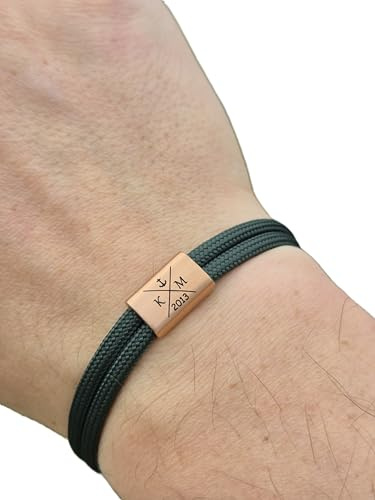 Armband personalisiert, Gravur Armband, für Männer und Frauen, Partnerarmband, Name, Damen und Herren Schmuck, Segeltau Armband, Weihnachten