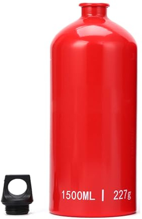 Botella de combustible de aluminio de 1,5 L - Recipiente ligero y a prueba de fugas para acampar, hacer senderismo y cocinar al aire