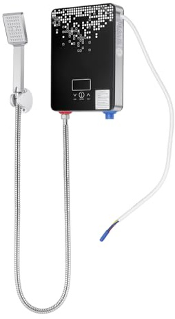 Vattenvärmare 6 500 W 220 V elektrisk varmvattenberedare 30–55 °C med duschset och LED-display modern varmvattenberedare för snabb uppvärmning och badrum