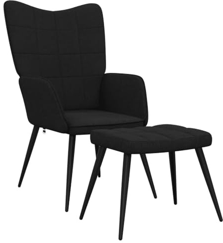 HFXHIJXQ Relaxsessel mit Hocker Schwarz Stoff 61x70x96,5 cm Modernes Design Komfortable Sitzschale für Wohnzimmer Schlafzimmer Büro