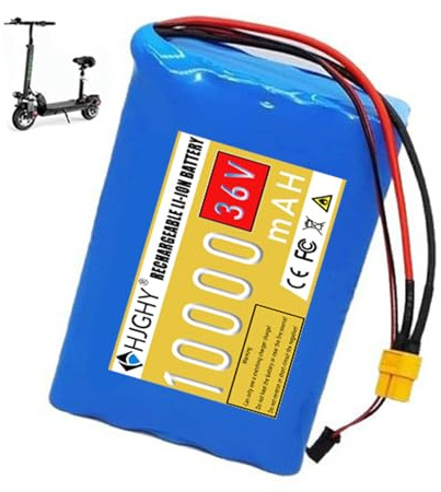 HJGHY 36V 10Ah 10S2P Lithium-Akku-Pack für Scooter – 36V 10.000mAh wiederaufladbarer Lithium-Akku mit integriertem BMS-Board für Elektroscooter-Motoren