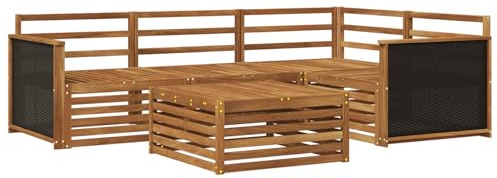 vidaXL Outdoor-Sofagarnitur 5 pcs Natur 79 x 79 x 37 cm, Patio Loungeset, modernes Sofa für draußen, wetterbeständiger Gartenspaß, Bequeme Terrassenmöbel