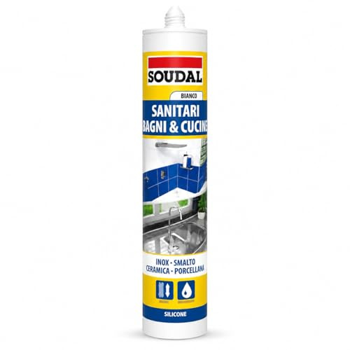 Silicone acetico sanitari trasparente per bagno e cucina, sigillante antimuffa resistente UV per giunti e fughe, elastico impermeabile per interni ed esterni,cartuccia 300 ml (TRASPARENTE)