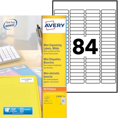 AVERY Mini Ètiquettes laser, 46 x 11,1 mm, blanc VE = 1