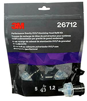 3M Performance Gravity HVLP Atomizing Head Refill Kit, 26712, Size 1.2, Blue, for use Performance Spray Gun PPS 2.0 Paint Cups, 5 Pack