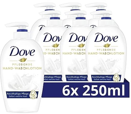 Dove Pflegende Hand-Waschlotion 6er Pack für trockene Hände Pumpspender mit ¼ Feuchtigkeitscreme (6 x 250 ml)