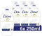 Dove Pflegende Hand-Waschlotion 6er Pack für trockene Hände Pumpspender mit ¼ Feuchtigkeitscreme (6 x 250 ml)