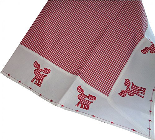 Arinosa Textilserie Weihnachten Karo Rot Elch Auswahl Decke, Kissen Scheibengardine oder Tischläufer, Variante:Decke 85x85