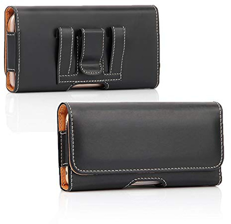 AXELENS Custodia Universale Porta Cellulare a Portafoglio Orizzontale da Cintura Smartphone Fino a 6'' Pollici - Chiusura Magnetica Invisibile Porta Documenti e Carte in Similpelle LISCIA NERA