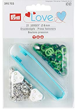 Druckknöpfe LOVE 21 Stück Jersey 8 mm hell grün / grün / dunkel grün gemischt