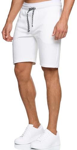 Indicode Herren Aldrich Sweatshorts mit Kordelzug | Herrenshorts Sportshorts für Männer S, Offwhite