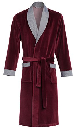 Revise Bento RE-103 Herren Bademantel - Morgenmantel – 80% Baumwolle – Bordeaux Rot - Gr. L