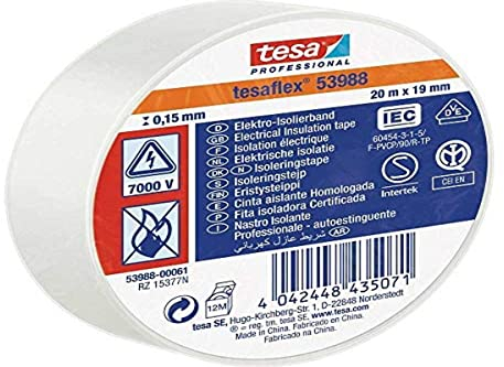 tesa Cinta aislante Blanco (20 m x 19 mm)