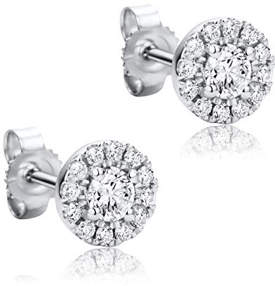 Orovi Damen Ohrringe mit Diamanten Weißgold Pavé Ohrstecker 9 Karat (375) Gold Zentraler Stein 0.33 Ct Übrige Diamanten Brillanten 0.18 Ct