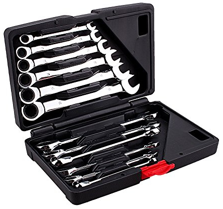 Estink Set di Chiavi a Cricchetto, Set di Chiavi Combinate 8-19mm 12 pz, Chiave a Cricchetto Metrico con Testa Fissa, 72 Denti, Set Chiavi Fisse e Ad Anello con Cassetta Attrezzi per Riparazione