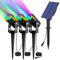 T-SUN Luces Solares Led Exterior Jardin, 3 en 1 LED Foco Solar con RGB 6 Cambio de Color 2 Nivels Brillo Ajustables Impermeable 270º Gran Angular de Luz Iluminación para Camino Césped Entrada.