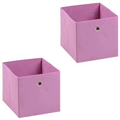 IDIMEX Stoffbox ELA, praktische Faltbox im 2er Pack, schöne Aufbewahrungsbox faltbar, einfacher Einschubkorb in rosa