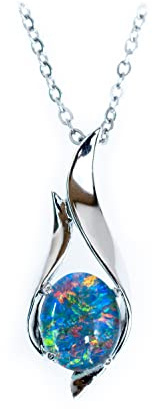 Australischer schwarzer Opal-Triplett oder massiver australischer weißer Opal – Feueropal – 11 x 8 mm echter australischer Opal-Halsketten-Anhänger in Sterlingsilber, vergoldeter Damenschmuck
