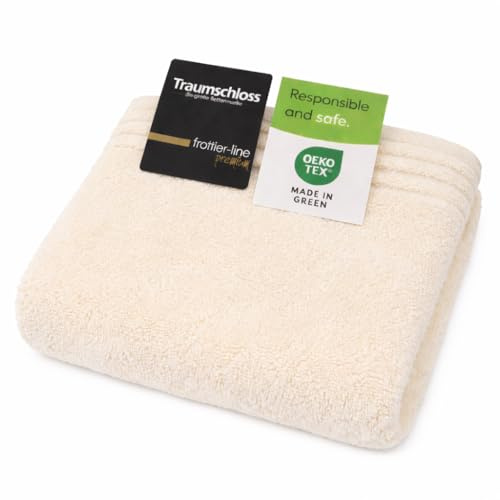 Traumschloss Frottier-Line Premium hautsympathisches Handtuch aus Baumwolle, Farbe:Creme, Größe:50x100