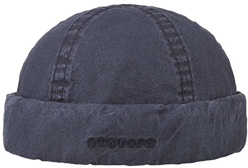 Stetson Delave Organic Cotton Dockermütze Umschlagmütze Baumwollmütze Sommermütze Dockercap Herren - Made in The EU mit Umschlag, Docker Frühling-Sommer - XL (60-61 cm) dunkelblau