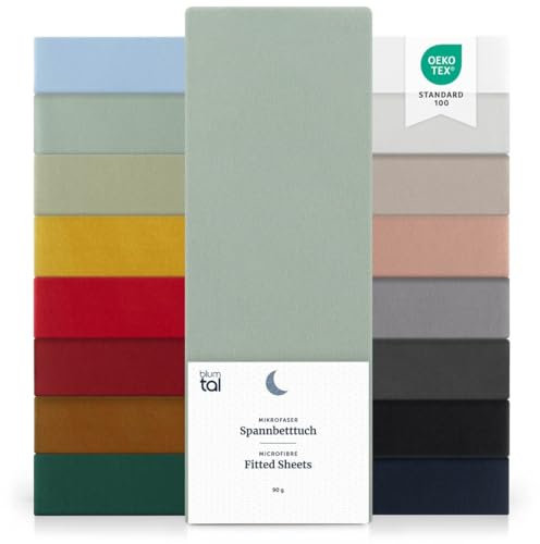 Blumtal® Spannbettlaken 200x200 cm 2er Set aus Microfaser - Öko-Tex zertifiziertes Bettlaken - Spannbetttuch/Leintuch - Bettbezug - Summer Green - Grün