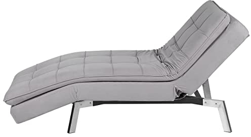 Moderne, verstellbare Chaiselongue in Hellgrau Bezug aus Samtstoff Récamiere Loiret