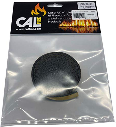 CHIMSOC Black Thermal Self Adhesive Tape for Stove Glass - 15mm x 2mm x 2 Metres