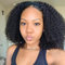 Real Hair Wig Human Hair Headband Wigs for Black Women 10 Inch Afro Kinky Curly Human Hair Wigs Non Lace Front Wig Brizilian Virgin Hair 180% Density Wigs Natural Colour