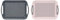 2X Set of Anti-Slip Rectangular Non-Slip Top and Bottom Plastic Dinner/Drinks Serving Tray with High Grip Rubber Surface, Easy Grip Handles,(Grey&Pink)