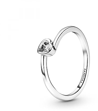 Pandora Bague solitaire Cœur incliné incolore, taille 56