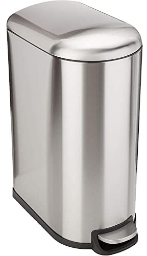 Poubelle cuisine étroite à pédale en acier 40L FULLER en inox brossé design