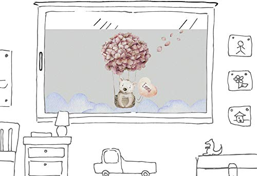 GRAZDesign Fensterfolie Kinderzimmer Bär mit Heißluftballon und Namen, blickdichte Sichtschutzfolie 57cm - 80x57cm