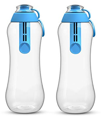 perlopur Trinkflasche mit Filter SOFT 2 Stück 0,7 Liter (blau) BPA-frei! | Einfache Handhabung: Wassern filtern durch leichten Druck auf die Flasche, filtert viele Schadstoffe, für Sport, im Büro…