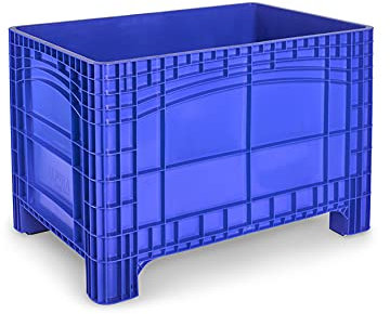 Palettenbox 1200x800mm, Boxfabrik NOAH XL, Großbehälter, Umzugsbehälter, Transportbox, Kunststoffbehälter, Containerwagen, Transportwanne, Made in Germany (Blau, Füße)