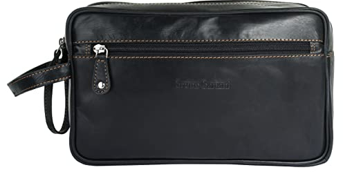 BRUNO BANANI Kulturtasche Echt Leder Herren | Rindleder Kulturbeutel, Kosmetiktasche für Reisen, Waschtasche zum Aufhängen, Necessaire mit Reißverschluss | 021128