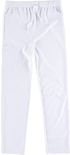 Workteam Pantalón Sanitario, Tejido Elástico. Uniforme Sanitario, Médico, Enfermera, Dentista, Estética, Veterinaria. Unisex Blanco M