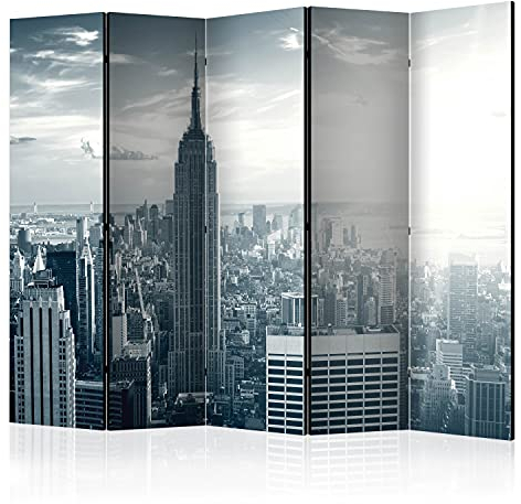 murando Akusticher Raumteiler New York Foto Paravent 225x172 cm beidseitig auf Vlies-Leinwand Bedruckt Akustikschaum Trennwand Spanische Wand Sichtschutz Home Office Amerika Stadt USA d-C-0135-z-c