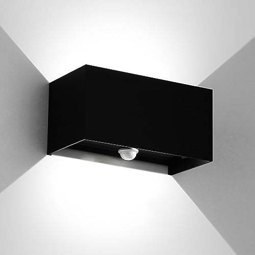 ENCOFT LED Wandleuchte mit Bewegungsmelder Innen Aussen 24W Aussenlampe mit Bewegungsmelder Außenwandleuchten mit Einstellbar Abstrahlwinkel 6000K Aussenwandleuchte IP65 Wasserdichte Schwarz