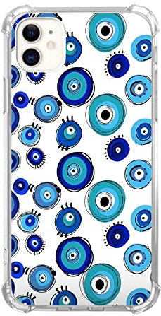 Evil Eye Amulet Phone Case Compatible with iPhone 11,Vintage Blue Evil Eye Pattern Silicone Shockproof TPU Bumper Protective Cover Case for iPhone 11