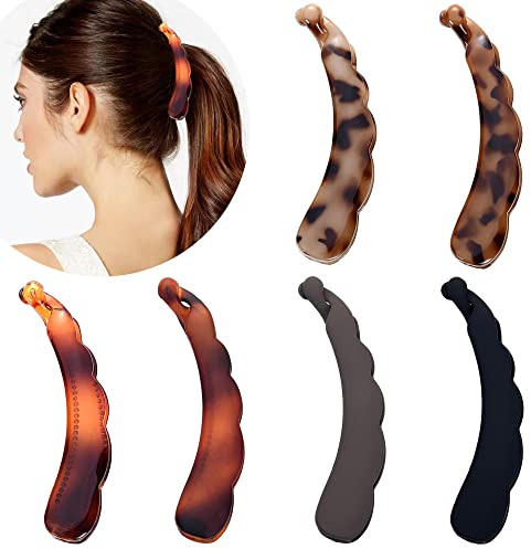 6 Stück Große Bananenspangen Bunten Bananen Haarspange für dickes Haar,Rutschfeste Pferdeschwanz Halter Clip für Damen und Mädchen