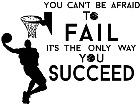 PLIGREAT Basketball Inspirational Quotes Wall Stickers, Peel and Stick Wall Decals, Removable Vinyl Wall Sticker for Man Boy's Bedroom Dorm Wall Decorations Basketball Gym Wall Art Decor