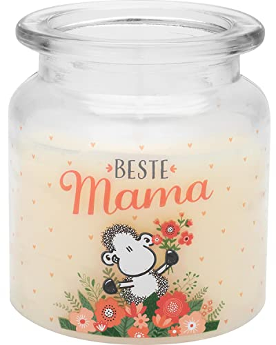 Sheepworld Kerze im Glas Mama | Duftkerze, Vanille, Höhe 9 cm, Durchmesser 7,5 cm, Glas mit Motivdruck | 48012