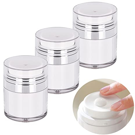 Feliciay 3 Stück Cremetiegel Vakuumflasche,30ml Airless Pumpspender Leer Lotion Pumpflasche,Creme Spender Pump Container,Nachfüllbar Tragbarer Pump Behälter Spender Vakuumflasch für Reisen
