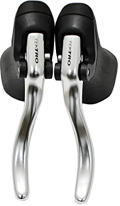 Tectro RL340 Bremshebel Set Road Bike 23,8 mm & 24,2 mm Gummi Hood Brake, Silber, MH2720